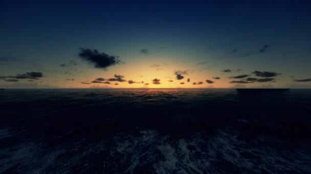 Vôo sobre o oceano, sunrise de lapso de tempo — Vídeo de Stock