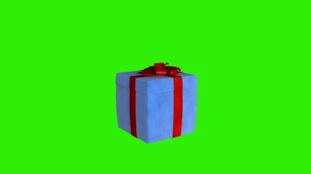 Gift box opening lid to present a laptop, Green Screen — Stock Video