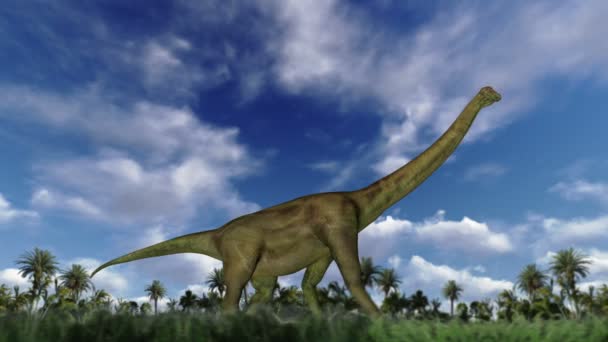 Прогулянка циклом Brachiosaurus, безшовна петля — стокове відео