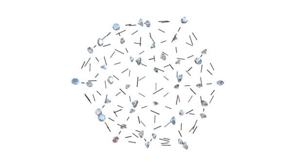 Diamanten Atom Form Wachstum, gegen weiß — Stockvideo