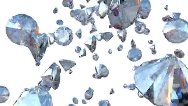 Diamanter som flyger mot vit — Stockvideo