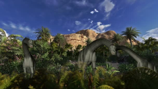 Brachiosaurus contro timelapse nuvole, loop senza soluzione di continuità — Video Stock