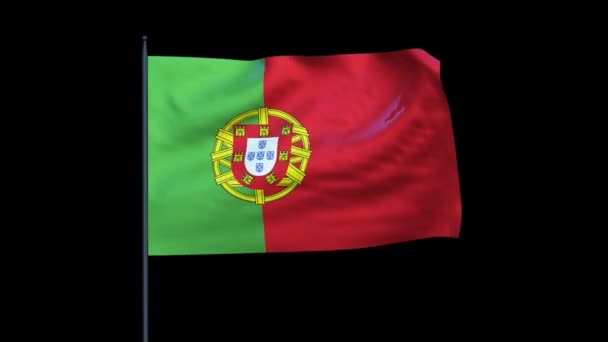 Portugal bandera ondeante, inconsútil lazo, alfa — Vídeo de stock