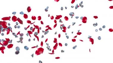 elmas ve gül yaprakları uçan