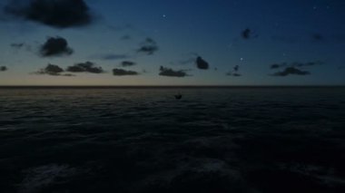 okyanus üzerinde uçuş, günün gecesine timelapse