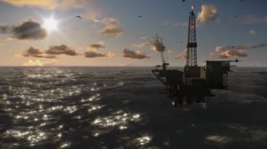 Petrol rig Okyanusu, güzel zaman sukut günbatımı