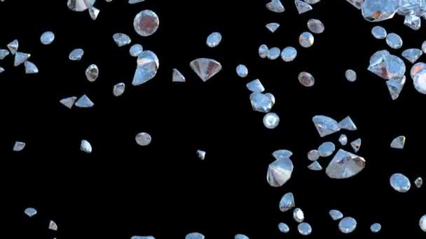 Diamonds Flying against black — Vídeo de stock