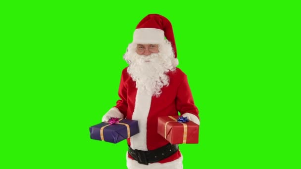 Santa claus weging presenteert — Stockvideo