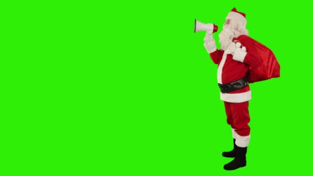 Kerstman met een luidspreker — Stockvideo