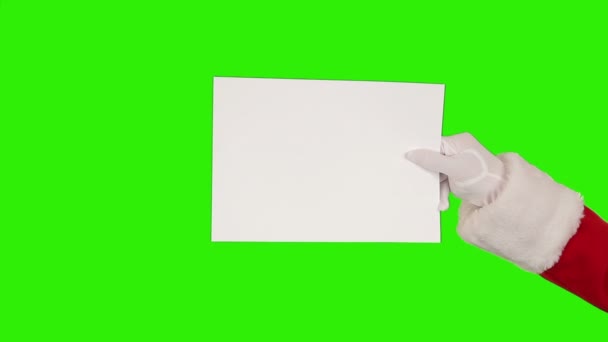 Santa Claus Presenting a White Sheet — Stock Video