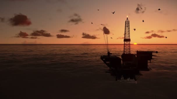 Нефтяная вышка в океане — стоковое видео