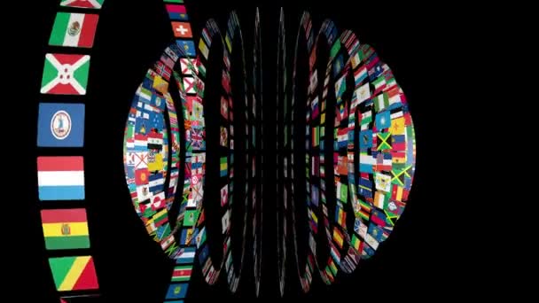 Bandiere della sfera mondiale — Video Stock