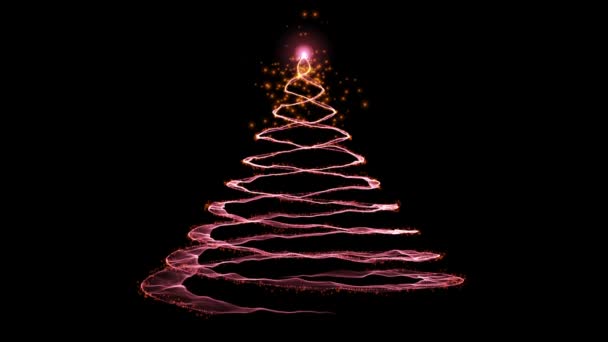 Arbre Noël Vacances Feu Artifice Particules Lumineuses Boucle Contre Noir — Video