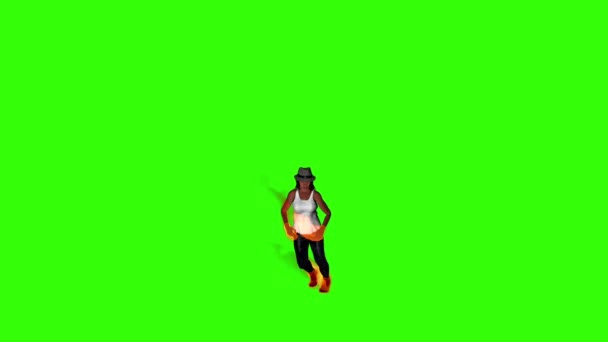 Ragazza Cool Fiamme Ballare Hip Hop Green Screen Chromakey — Video Stock