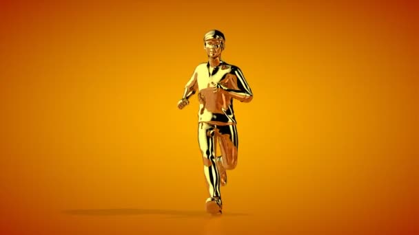 金色长跑者无缝回旋前视图 橙色工作室 — 图库视频影像