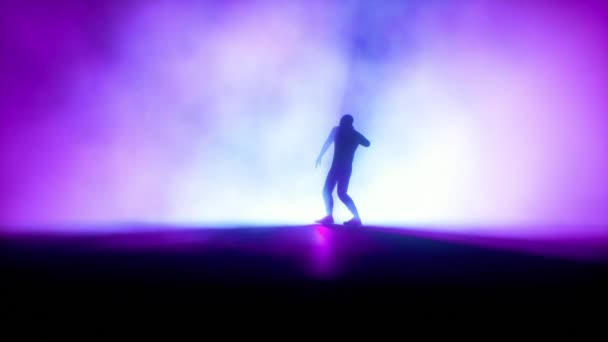 Hip Hop Dancer Dancing Stage Colorful Spotlights — Stock Video