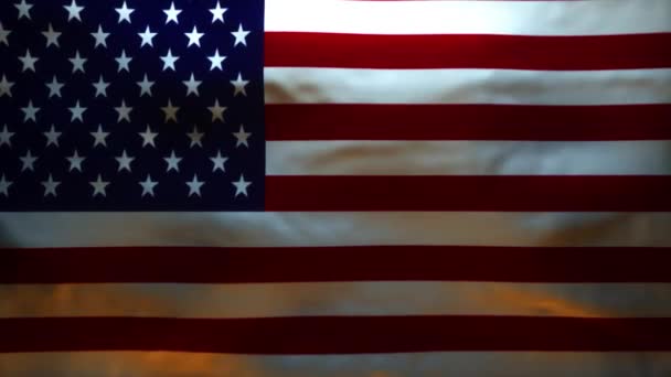 米国コロナウイルスCovid Alpha Channelの正確なモデルを明らかにするためにリッピングされている旗 — ストック動画
