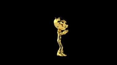 Golden boy doing dance pirouettes seamless loop, against black