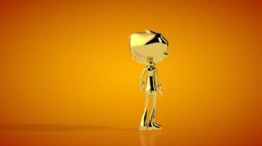 Golden boy dancing, seamless loop, orange studio