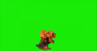 Large Explosion isolated Green Screen Chromakey, 4K
