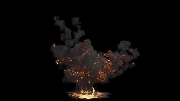 Large Oil Explosion Isolated Black Background — Video