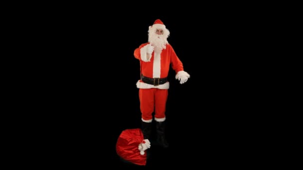 Santa Claus Bag Full Presents Snaps His Fingers Create Magic — 图库视频影像