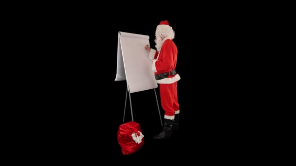 Santa Claus Bag Full Presents Making List Good Bad Children — Stok Video