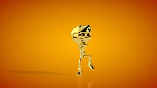 Χρυσό Αγόρι Κάνει Ένα Χορό Gangnam Αδιάλειπτη Βρόχο Πορτοκαλί Στούντιο — Αρχείο Βίντεο
