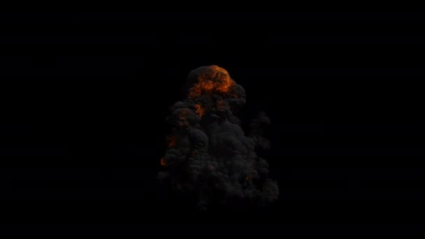 Oil Fireball Explosie Met Zware Rook Luma Matte — Stockvideo
