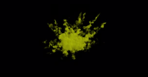 Gelbe Pulverstaubeplosion Alpha Channel — Stockvideo