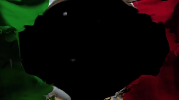 Animation Italy Flag Being Ripped Luma Matte Attached — Stock Video