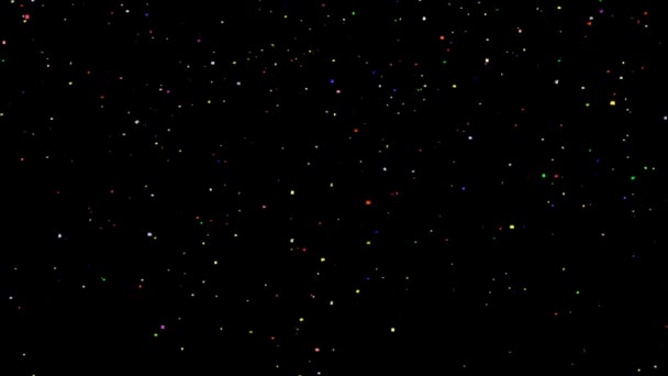 Kleurrijke Confetti Vallen Zwart — Stockvideo