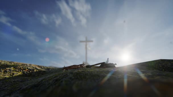 Crucifixion Jésus Christ Avec Couronne Épine Clous Marteau Une Corde — Video