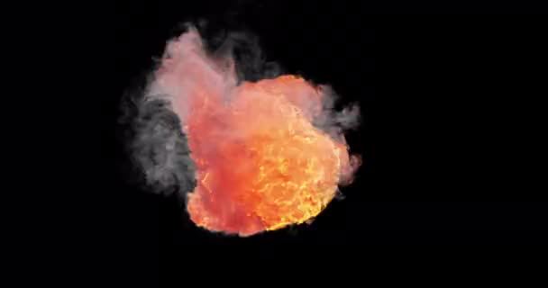 炎と煙の球 シームレスなループ グリーンスクリーンクロマキー — ストック動画