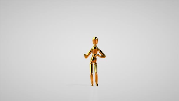 Vtipná Zlatá Figurína Dělá Mambo Step Step Dance Bezešvé Smyčky — Stock video