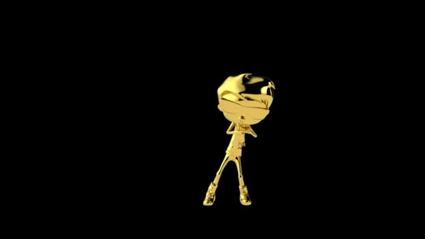 Золотой Мальчик Танцует Танец Радости Бесшовный Петля Против Черного — стоковое видео