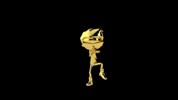 Złoty Chłopiec Robi Gangnam Taniec Płynny Pętla Przeciw Czarny — Wideo stockowe