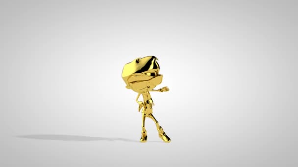 Golden Boy Doing Twist Dance Move Seamless Loop White Studio — Stock video
