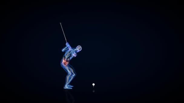 运动员X射线击中高尔夫球 放大球 — 图库视频影像