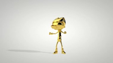 Altın çocuk zaferle el kaldırıyor, kusursuz döngü, beyaz stüdyo