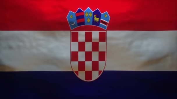 克罗地亚国旗被撕破 以揭示Coronavirus Covid19的3D模型 — 图库视频影像