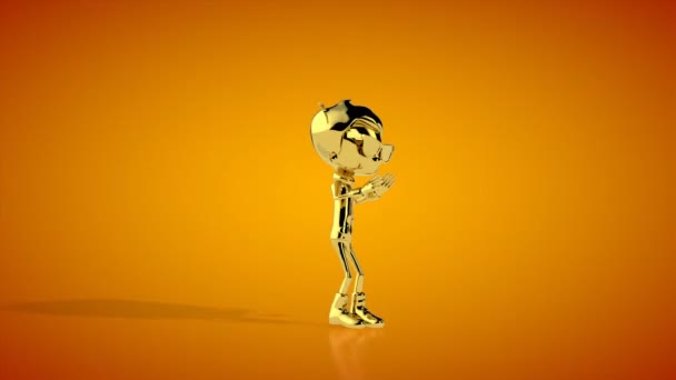黄金の男の子のダンスのピロエットシームレスループ オレンジのスタジオ — ストック動画