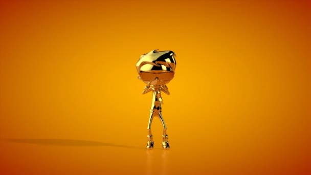 Golden Boy Pollo Danza Anello Senza Soluzione Continuità Studio Arancione — Video Stock