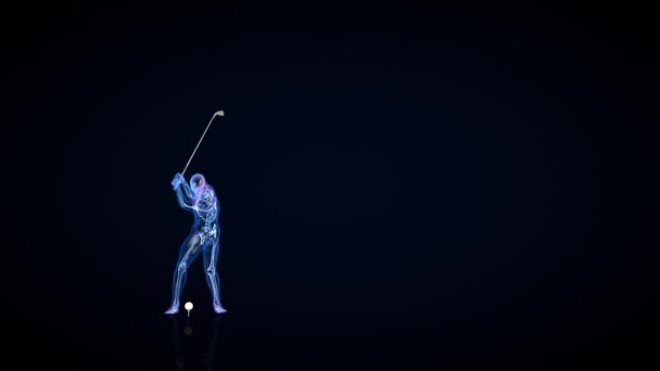 Athlet Röntgen Schlag Auf Einen Golfball — Stockvideo