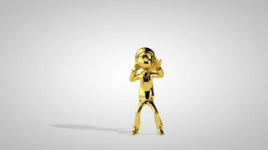 Pürüzsüz dans eden altın çocuk, beyaz stüdyo