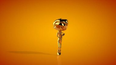 Altın çocuk salsa piruet dansı kusursuz döngü, turuncu stüdyo