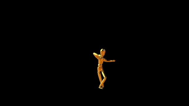 有趣的金色人偶嘻哈侧步 无缝回旋 与黑色对抗 — 图库视频影像