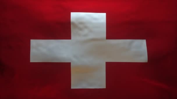 Flaga Szwajcarii Jest Rozerwany Aby Ujawnić Przepływ Coronavirus Covid — Wideo stockowe