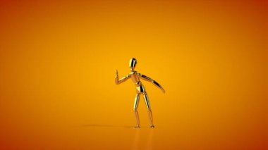 Komik altın manken göbek dansı yapıyor, kusursuz döngü, Luma Matte takılı