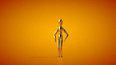 Komik altın manken robot dansı yapıyor, kusursuz döngü, Luma Matte takılı
